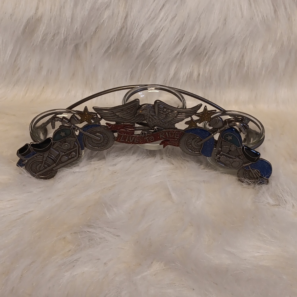LIVE TO RIDE MOTORCYCLE CANDLE HOLDER